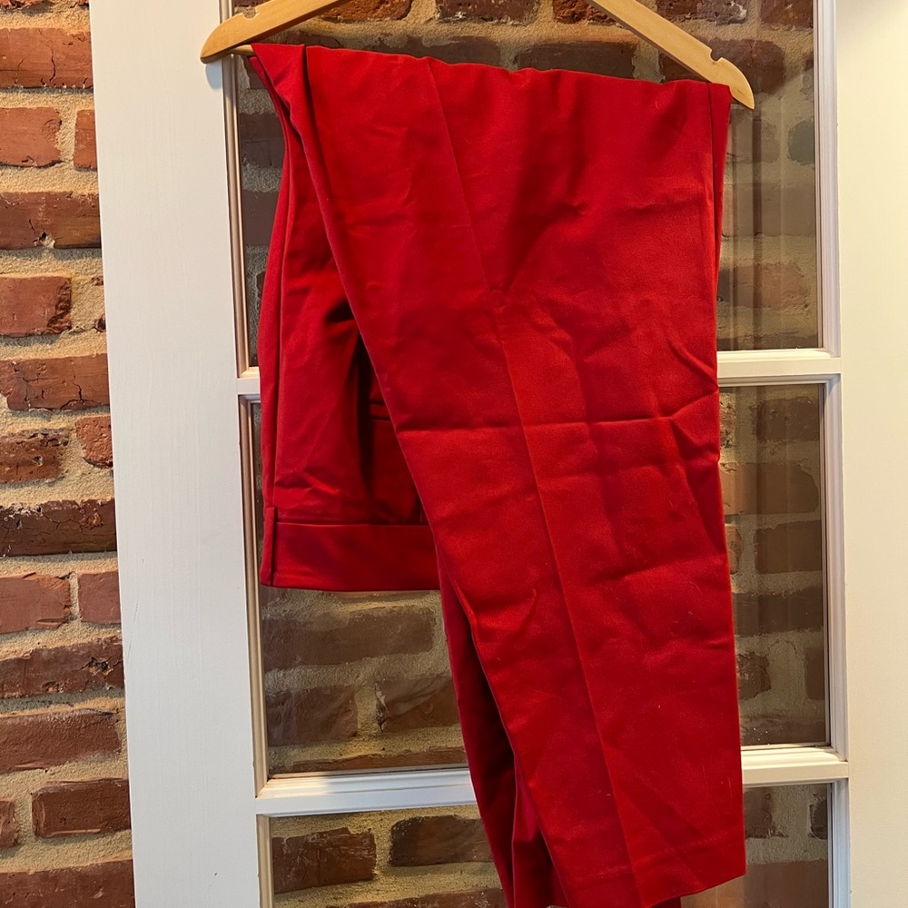 Red Straight Leg Dress Pants